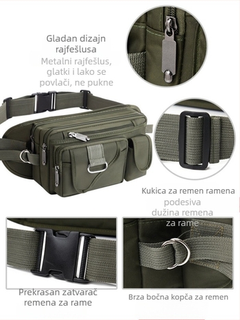 Muška torba oko struka od Oxford platna, vodootporna i otporna na habanje, velika kapaciteta, crossbody, ulični stil