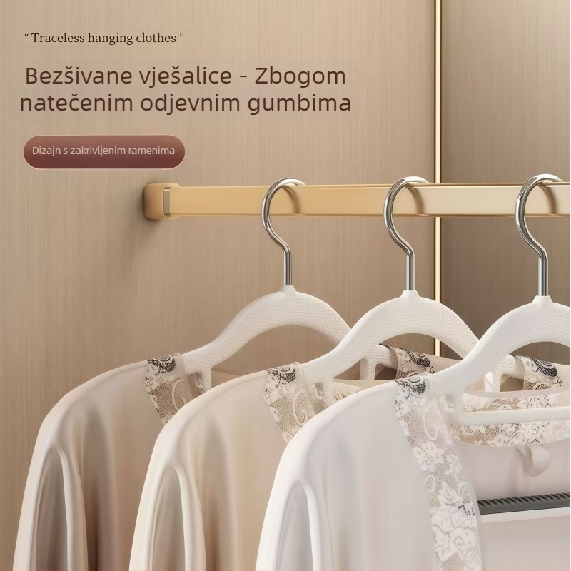 Zhengyan vješalica za odjeću — protuklizna, bez tragova, kut ramena štiti od nabiranja; plastika, 60–80% novi materijal; moderni minimalistički stil; lansirano 2023; jednopakiranje; pogodno za vješalice, stalke za hlače i stalke za kravate