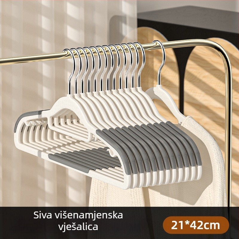 Zhengyan vješalica za odjeću — protuklizna, bez tragova, kut ramena štiti od nabiranja; plastika, 60–80% novi materijal; moderni minimalistički stil; lansirano 2023; jednopakiranje; pogodno za vješalice, stalke za hlače i stalke za kravate