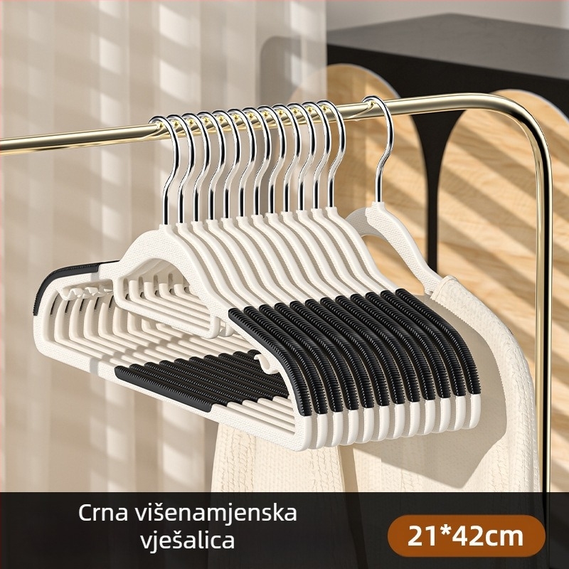 Zhengyan vješalica za odjeću — protuklizna, bez tragova, kut ramena štiti od nabiranja; plastika, 60–80% novi materijal; moderni minimalistički stil; lansirano 2023; jednopakiranje; pogodno za vješalice, stalke za hlače i stalke za kravate