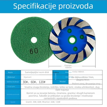 Dijamantni brusni disk – samoljepljiv, za mramor, granit i beton – Chuanxing