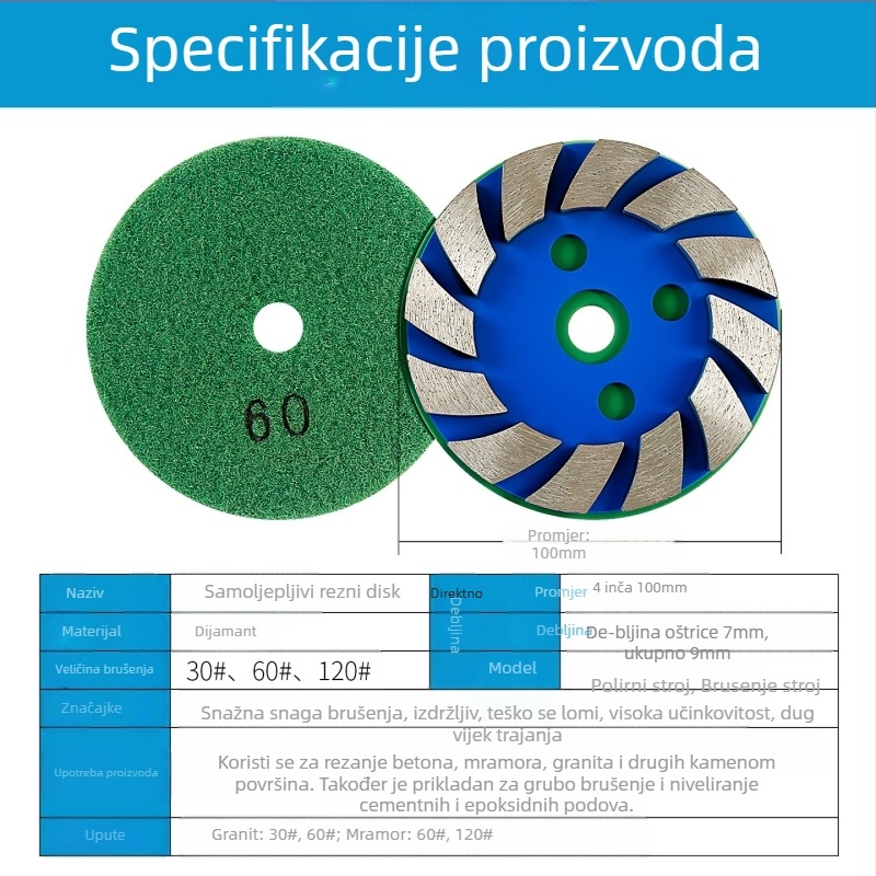 Dijamantni brusni disk – samoljepljiv, za mramor, granit i beton – Chuanxing