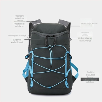 Planinski ruksak s zaštitom kralježnice | Unisex, poliester, zakrivljene naramenice