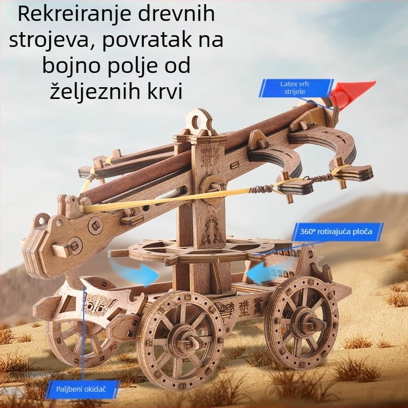 Drvena 3D slagalica igra: staro građevinsko eksperiment i oblegovna kolica, edukativna igra za dječake, OEM prilagodba logotipa (materijal: drvo; kategorija: 3D puzzle; dob: 14+; prilagodba: dostupna)