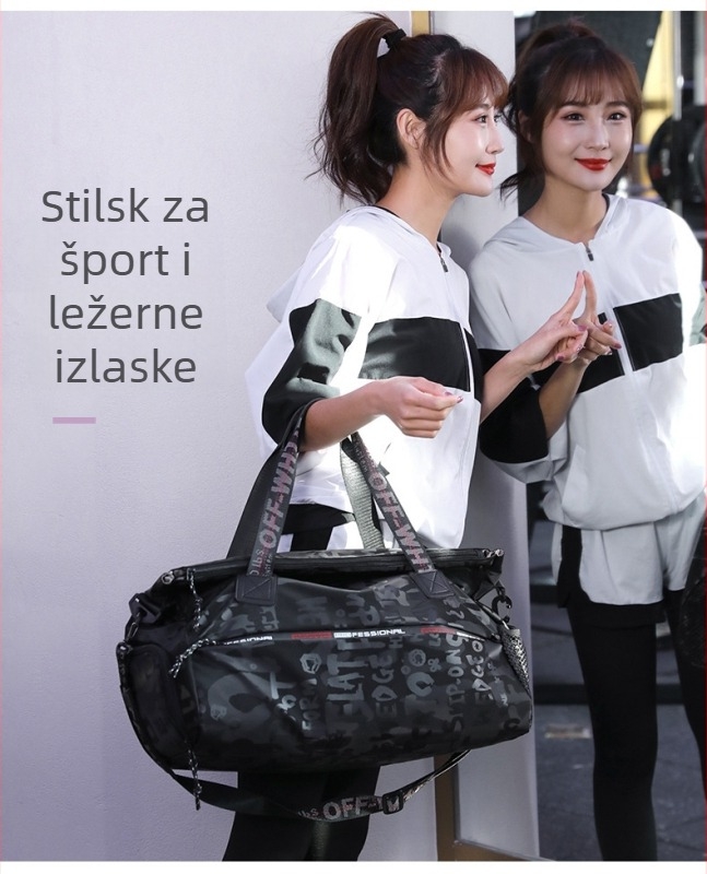 Fitness torba za putovanja, kapacitet 36–55L, Oxford tkanina, prozračna i vodootporna, geometrijski uzorak, street stil, neutralna za muškarce i žene