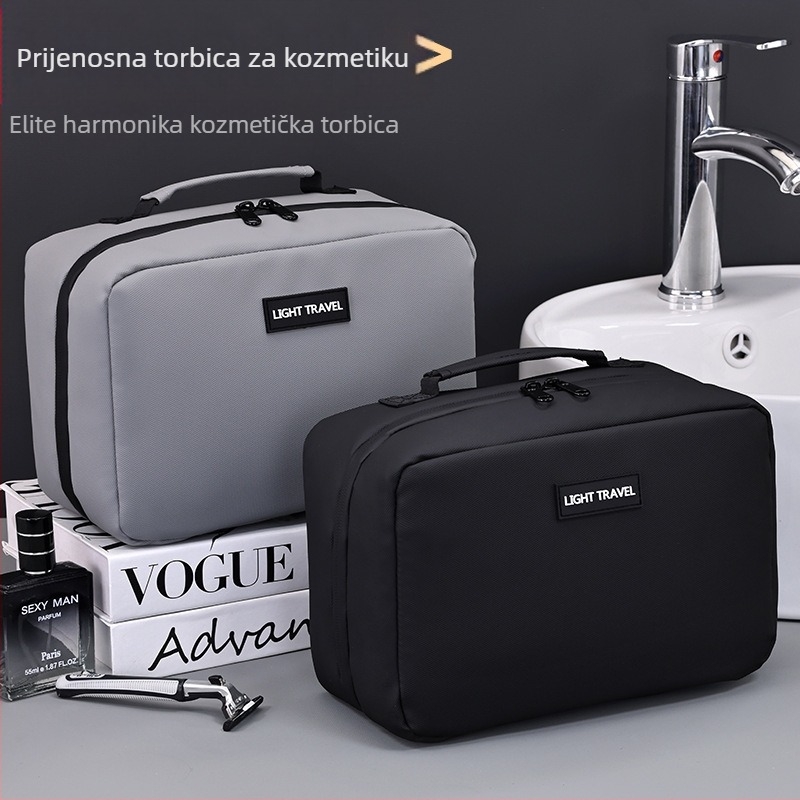 Unisex neseser za kozmetiku s kožnim filmom, uzorak slova, poliester podstava, svakodnevna upotreba, vodootporna, odjeljak za suho i mokro
