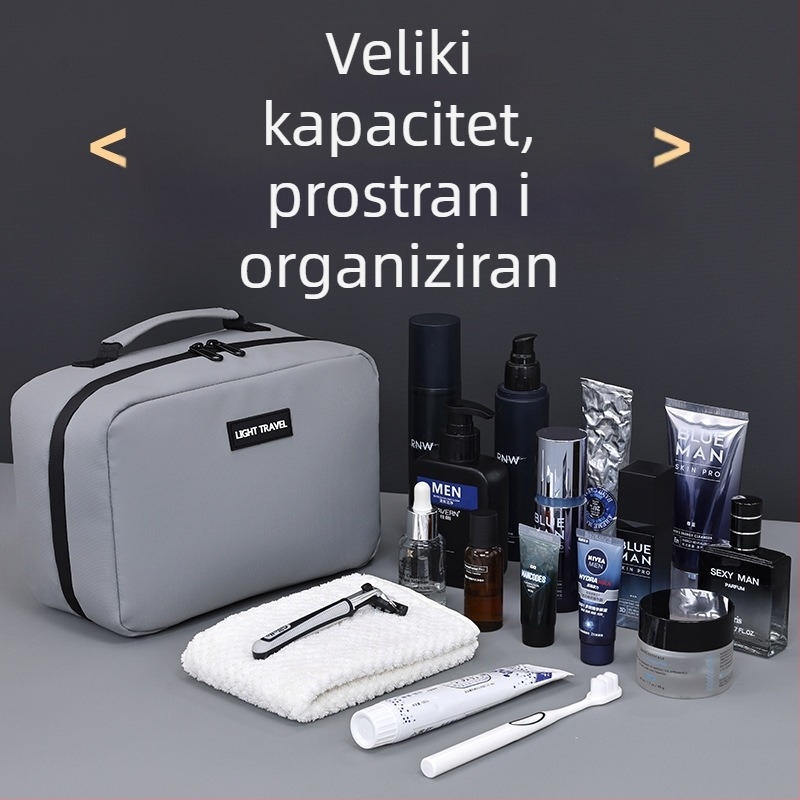 Unisex neseser za kozmetiku s kožnim filmom, uzorak slova, poliester podstava, svakodnevna upotreba, vodootporna, odjeljak za suho i mokro