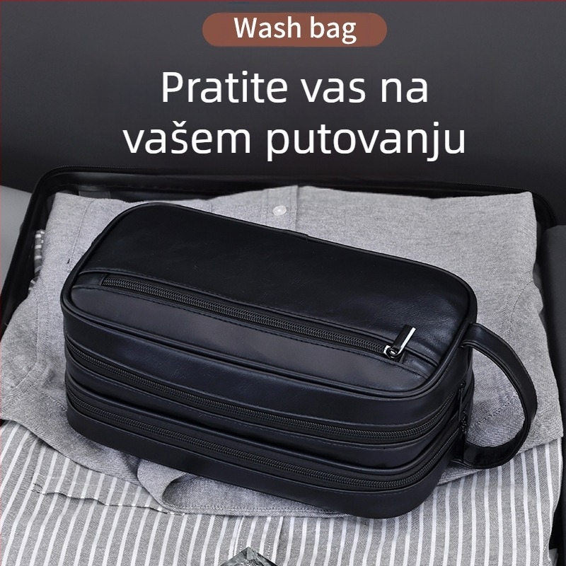 Torba za toaletne potrepštine – dvostruki sloj, prijenosna, vodootporna PU materija, unisex, za putovanja