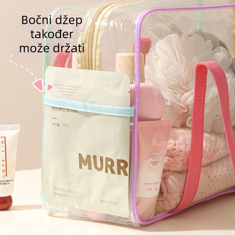 Prozirna PVC torba za plažu, Ins stil, ručna vodootporna torba za skladištenje za putovanja i kozmetiku, veliki kapacitet