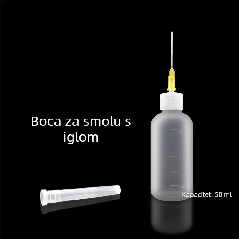 Industrijska boca za doziranje s iglom za alkohol, smolu i flux – komplet 1 – telekomunikacijsko održavanje