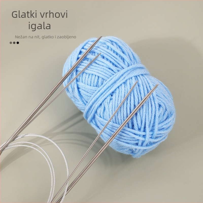 Set kružnih i ravnih igala za pletenje od nehrđajućeg čelika, 50 kom., ukupna težina 350 g