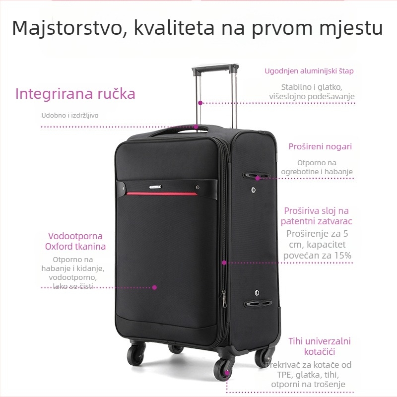 Kufor od Oxford platna s univerzalnim kotačićima, zatvarač, proširiv, mogućnost prilagodljivog logotipa