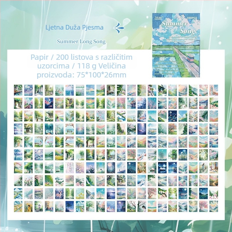 Yuezhen Bilježnički papir četiri godišnje doba – bez ljepila, opeka-stil papira, dnevnik s naljepnicama – bez IP autorizacije