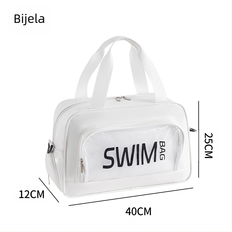 Kožna crossbody torba za plažu s odjeljkom za suho/mokro, putno skladištenje i kozmetički organizator, velika kapaciteta
