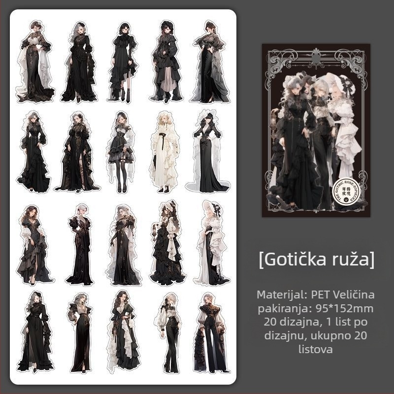 Set naljepnica za dnevnik – retro stil, vizualno privlačni likovi, PET materijal, tiskarski postupak, branda Yuxian, samoljepljive naljepnice