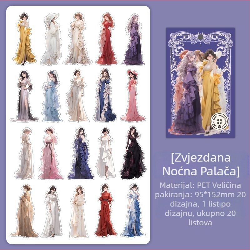 Set naljepnica za dnevnik – retro stil, vizualno privlačni likovi, PET materijal, tiskarski postupak, branda Yuxian, samoljepljive naljepnice