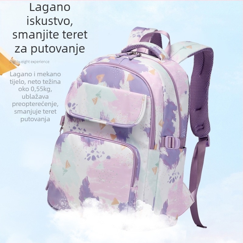 Trodjelni set školskih ruksaka s torbom za obrok i tiskanim dizajnom (Oxford platno; prozračan, vodootporan, ultra lagan, otporan na habanje; zakrivljene naramenice)
