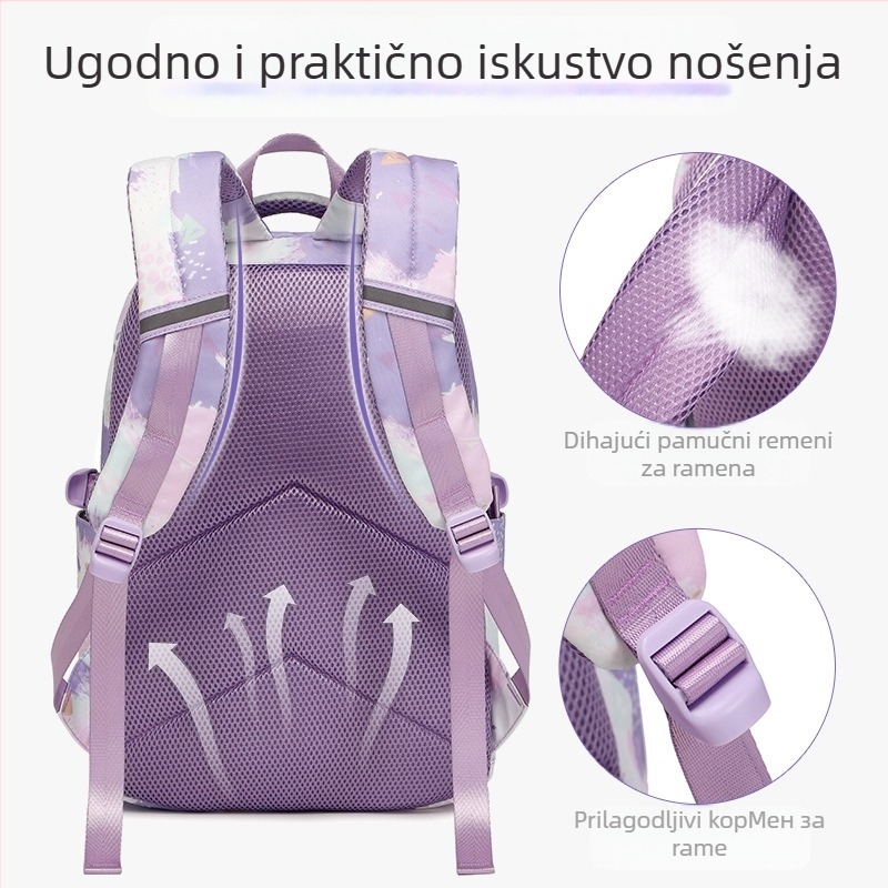 Trodjelni set školskih ruksaka s torbom za obrok i tiskanim dizajnom (Oxford platno; prozračan, vodootporan, ultra lagan, otporan na habanje; zakrivljene naramenice)