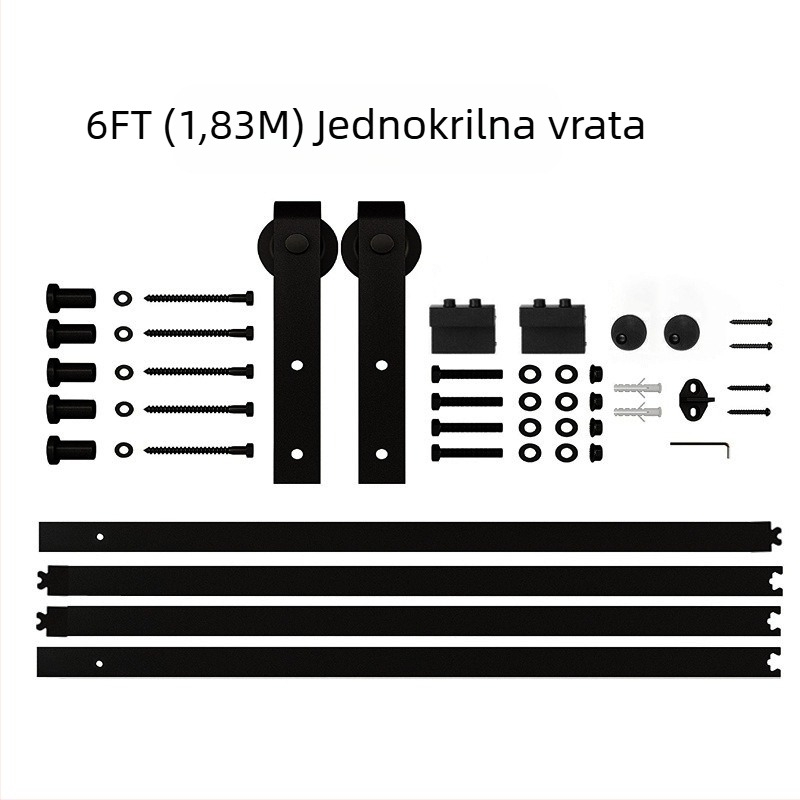 Hardverski set za klizna barn vrata, model JH-011, karbonsko čelik, praškasti premaz, prilagodljiva obrada