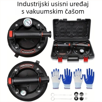 Usisna čašica za vakuum za staklo, keramiku, mramor i kamene ploče; teška industrijska izvedba; ručna pumpa za zrak za podizanje; snažno usisavanje