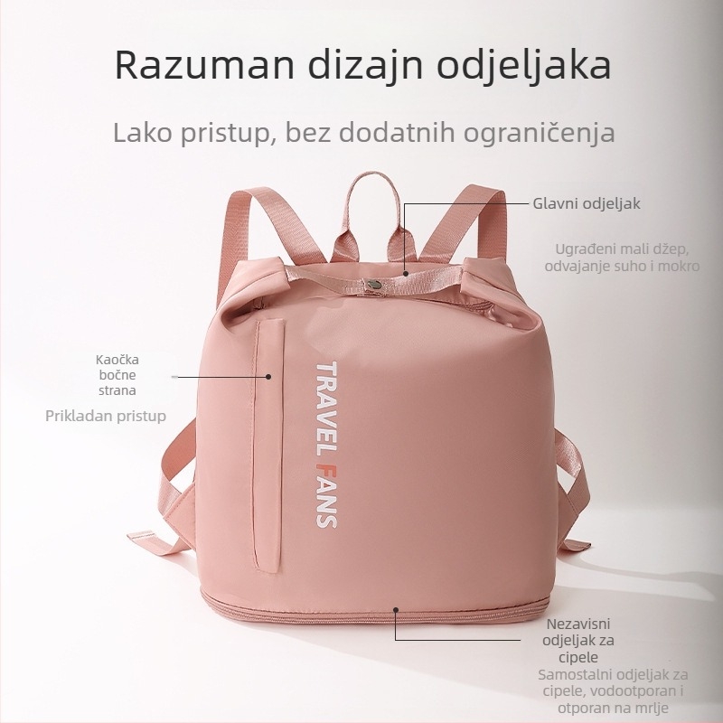 Torba za plivanje s odjeljkom suhih i mokrih stvari, dizajn ruksaka, kubičnog oblika, poliester, velika zapremina za putovanja