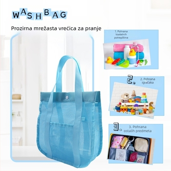 Torba za toaletne potrepštine u stilu ručne torbe, od najlona i mreže, sa zatvaračem, za putovanja (materijal: najlon + mreža; oblik: torba ručnog stila; funkcija: zatvarač; pogodna za putovanja)