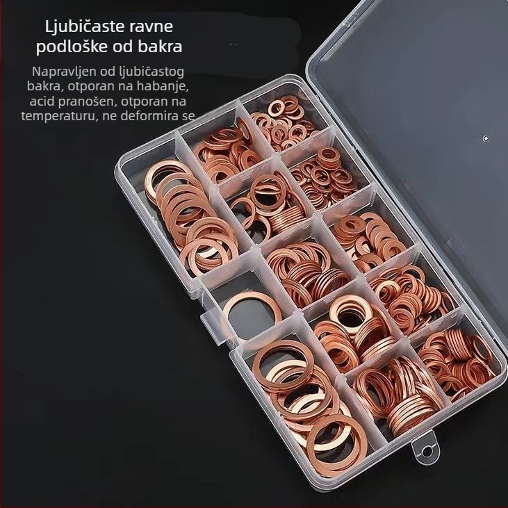 Automobilske plosnate brtve O-tipa, komplet u kutiji, 200/420 kom, GB standard, površinska obrada: pickling, materijal: T2