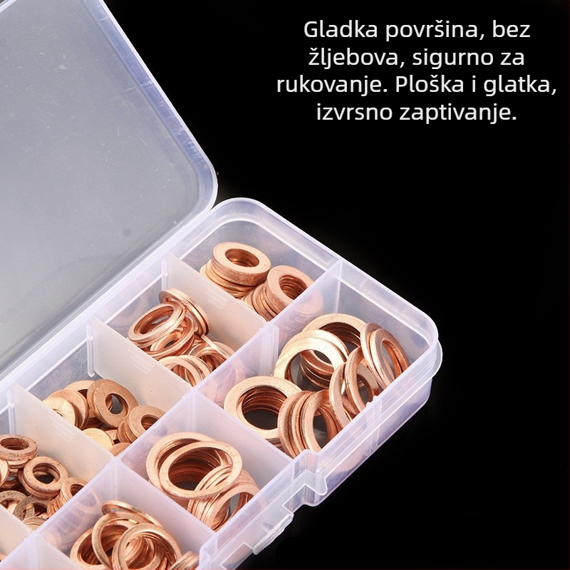 Automobilske plosnate brtve O-tipa, komplet u kutiji, 200/420 kom, GB standard, površinska obrada: pickling, materijal: T2