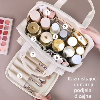 Kozmetička torbica velike kapacitete od PU materijala, unisex, uzorak s pismima, vodootporna podstava