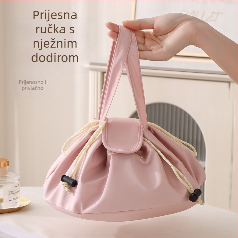 Kozmetička torbica na šnuru, bucket stil, kubični oblik, poliester (višefunkcionalna za putovanja)
