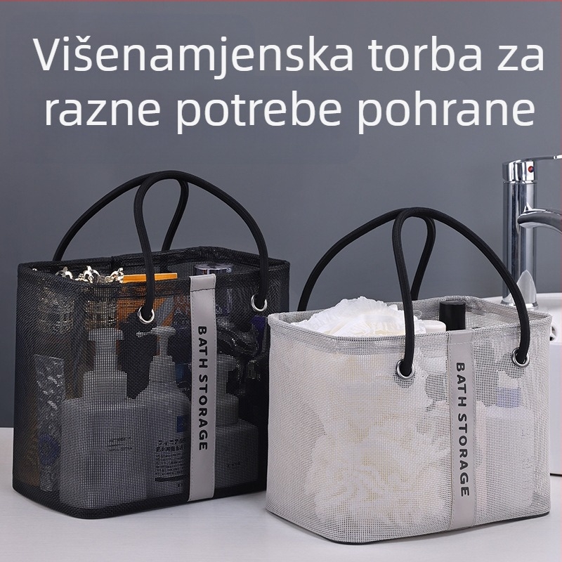 Torba za kozmetiku od mreže, kubičnog oblika, prozračna, velikog kapaciteta, sklopiva i prijenosna