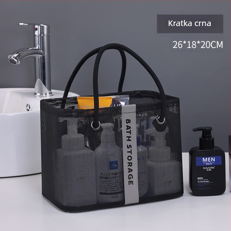 Torba za kozmetiku od mreže, kubičnog oblika, prozračna, velikog kapaciteta, sklopiva i prijenosna