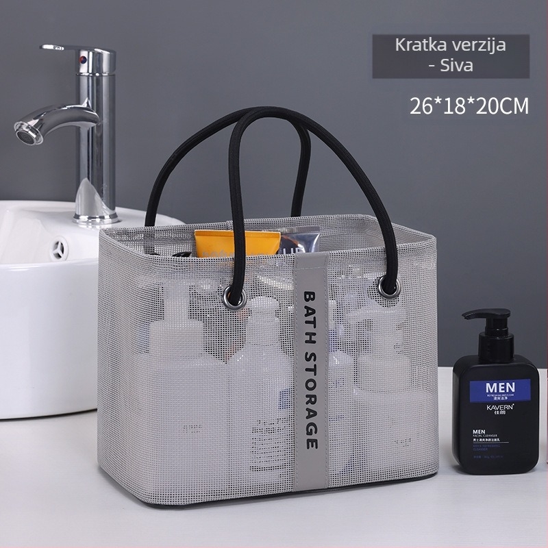 Torba za kozmetiku od mreže, kubičnog oblika, prozračna, velikog kapaciteta, sklopiva i prijenosna