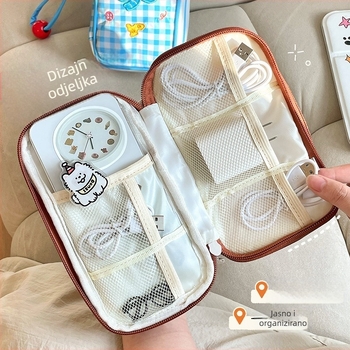 Organizator kablova za podatke, prijenosni višeslojni putni organizator za kablove, USB pogone i slušalice, poliesterska torba u stilu ručne torbe, višefunkcionalni organizator