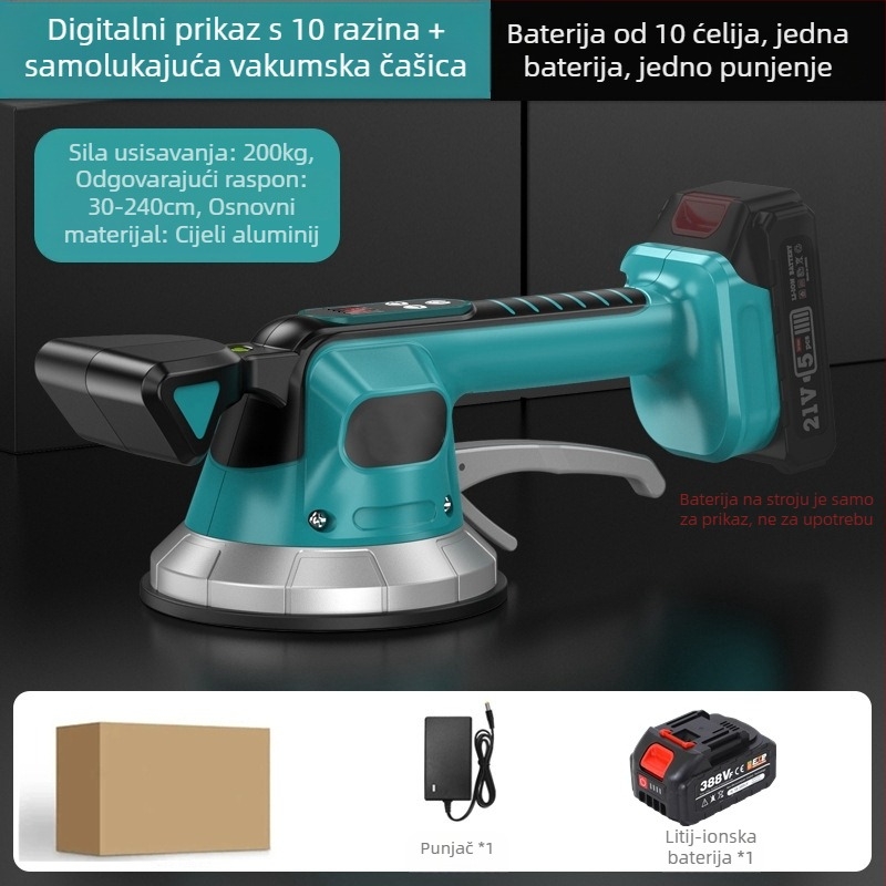 Električna mašina za postavljanje pločica s visokim usisavanjem, digitalnim zaslonom, velikim usisnim čašom, podesivom brzinom, punjiva litij-ionska baterija