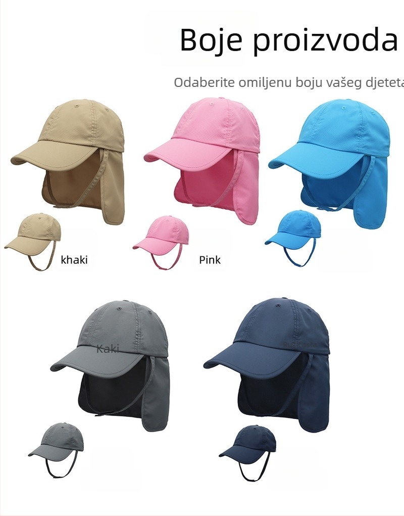 Šilterica za djecu s šiltom, zaštita vrata od sunca, UV zaštita, poliester