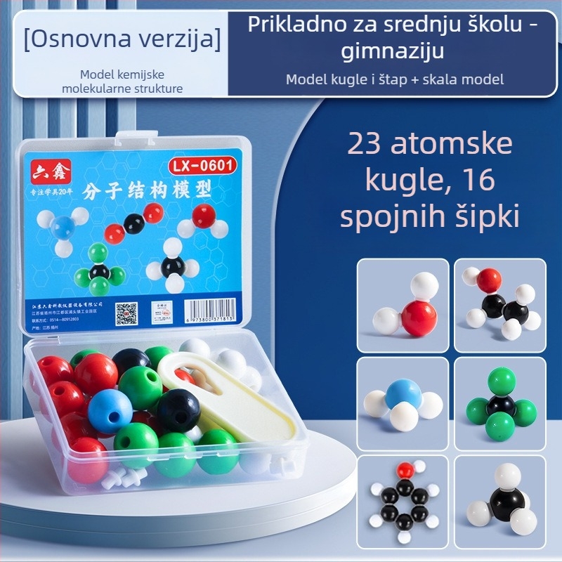 Model molekule s lopticama i štapićima za organsku kemiju, nastavna pomagala za srednje škole, plastični