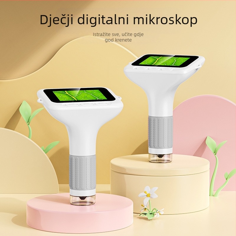 Dječji ručni mikroskop za biologiju i kemiju, prenosni električni znanstveni set, silikonsko kućište, za uzrast 7–14 godina