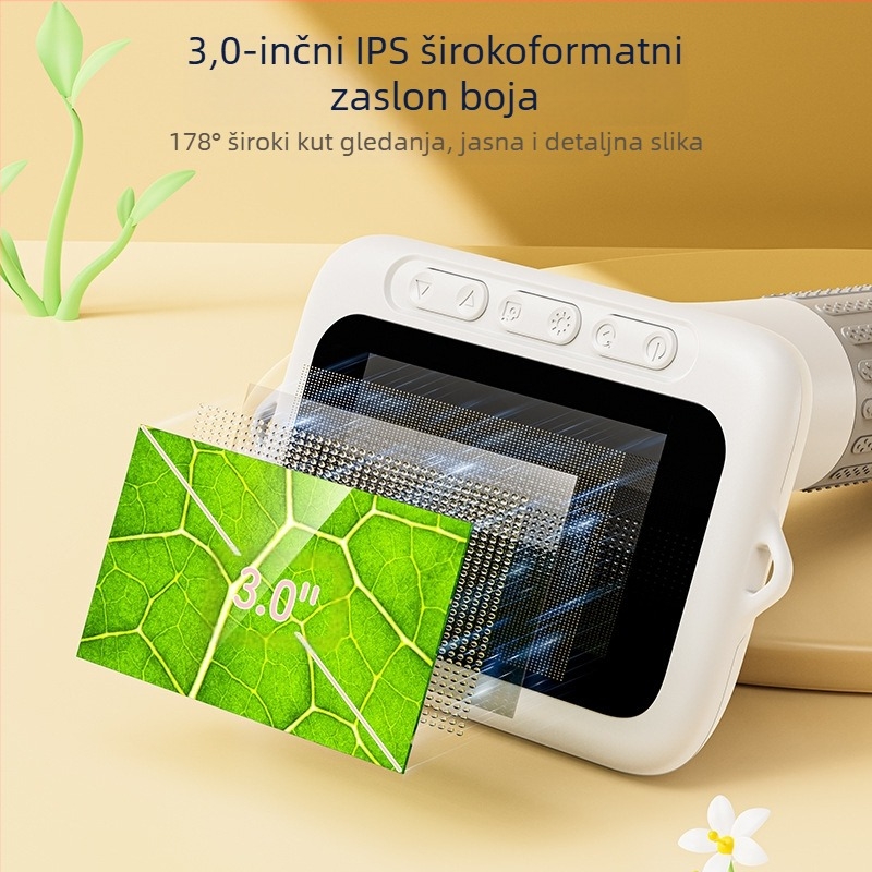 Dječji ručni mikroskop za biologiju i kemiju, prenosni električni znanstveni set, silikonsko kućište, za uzrast 7–14 godina