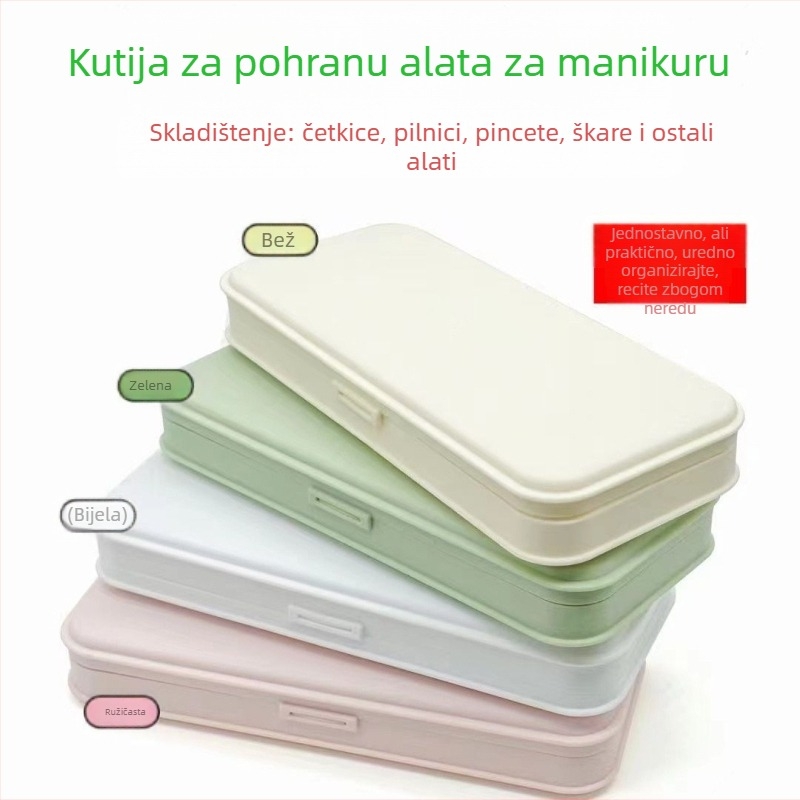 Kutija za alate za nokte s velikim kapacitetom, traka za poliranje i spremnik za olovke za manikuru – kvadratna prijenosna kutija