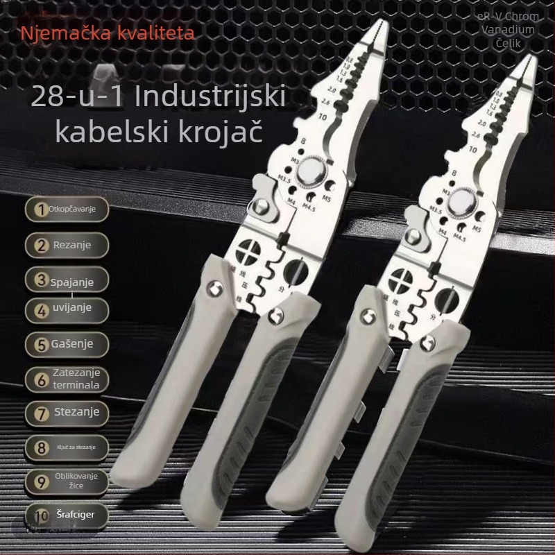 Štipaljke za skidanje izolacije – elektromos alat, automatsko skidanje, višestruke namjene, šiljasta čeljust, Starlight, rezanje niti, težina 50