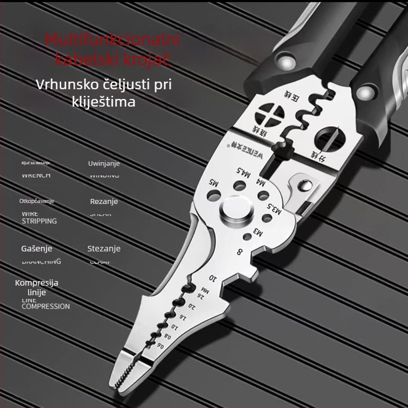 Štipaljke za skidanje izolacije – elektromos alat, automatsko skidanje, višestruke namjene, šiljasta čeljust, Starlight, rezanje niti, težina 50