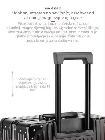 Putni kofer sa zatvaranjem na zip i TSA kombinacijskom bravom, ABS+PC materijal, 2,9 kg, otvaranje na zip, pogodan za ručnu prtljagu