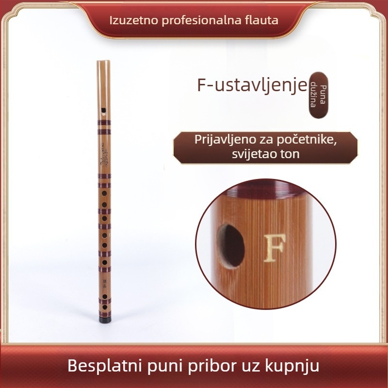 Početnička ravna flauta, 6 rupa, tonovi C D E F G, uz veluru torbicu