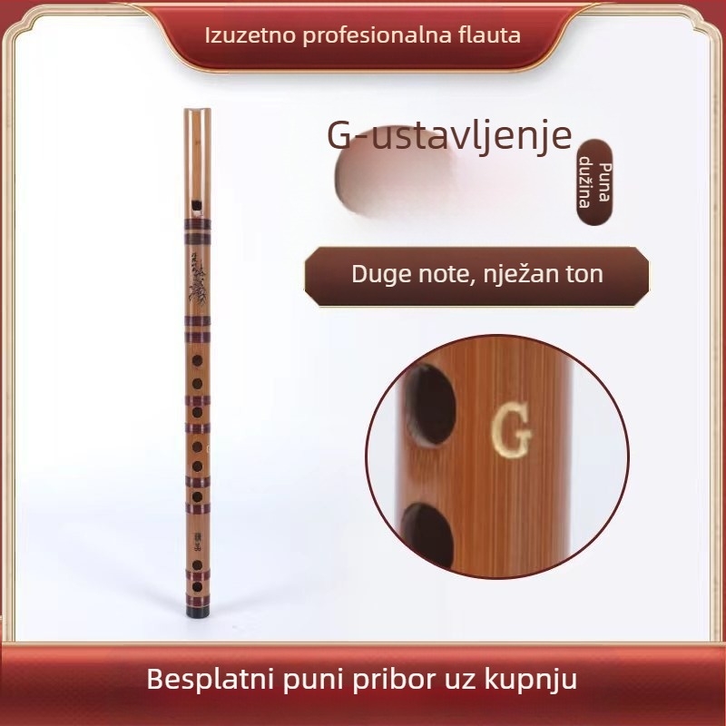 Početnička ravna flauta, 6 rupa, tonovi C D E F G, uz veluru torbicu