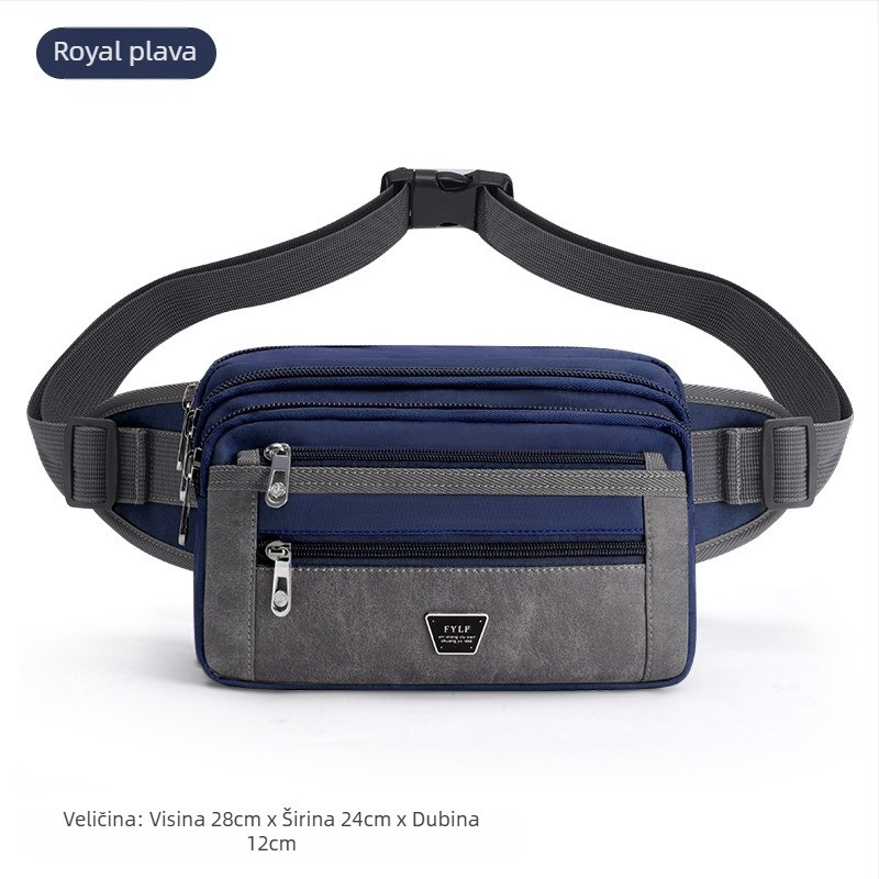 Muška torba na pojasu - najlon, gradski minimalistički stil, prozračna, velika kapaciteta, podstava od poliester