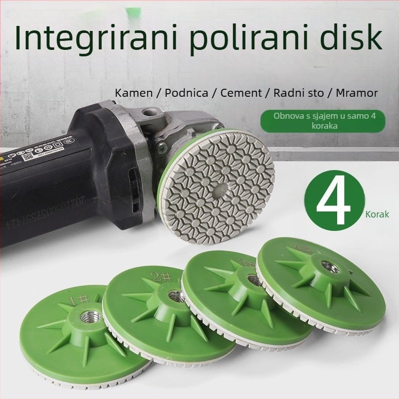 Četverostruki polirni disk za kutnu brusilicu, mokro poliranje mramora, granita i cementa