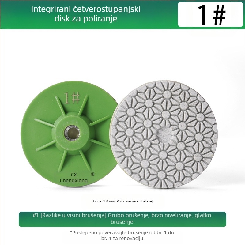 Četverostruki polirni disk za kutnu brusilicu, mokro poliranje mramora, granita i cementa