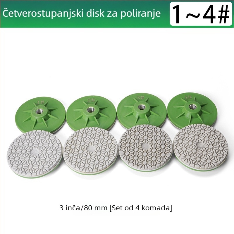 Četverostruki polirni disk za kutnu brusilicu, mokro poliranje mramora, granita i cementa