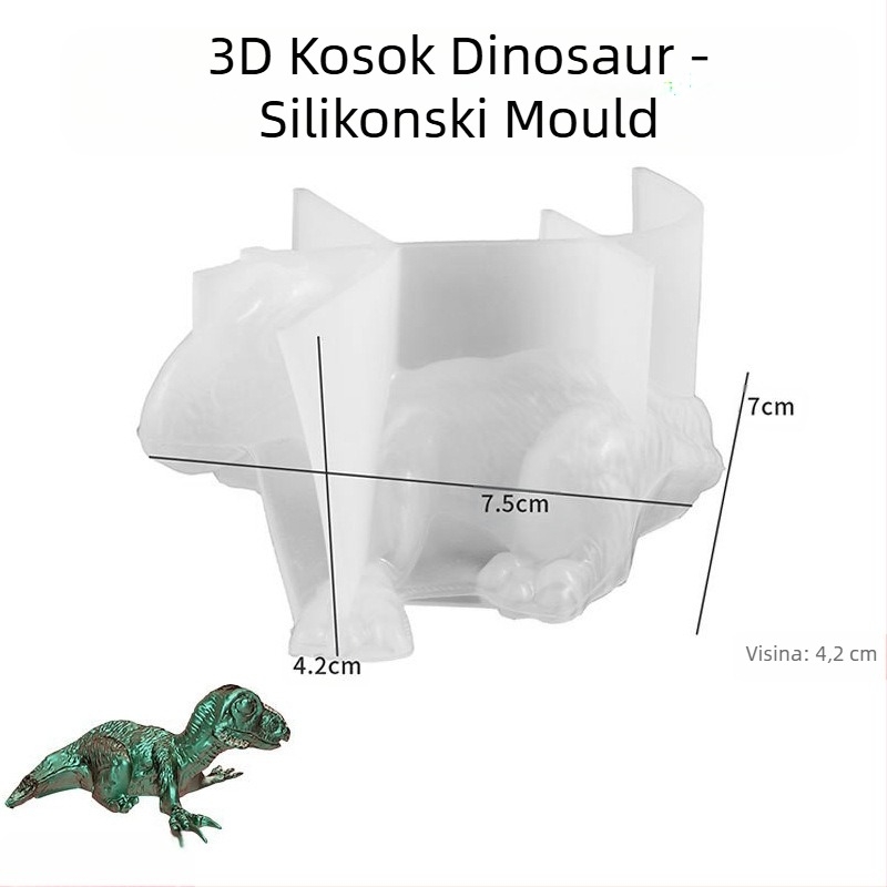 Silikonska forma za dinosaura - 3D Tyrannosaurus rex bebin privjesak DIY živice